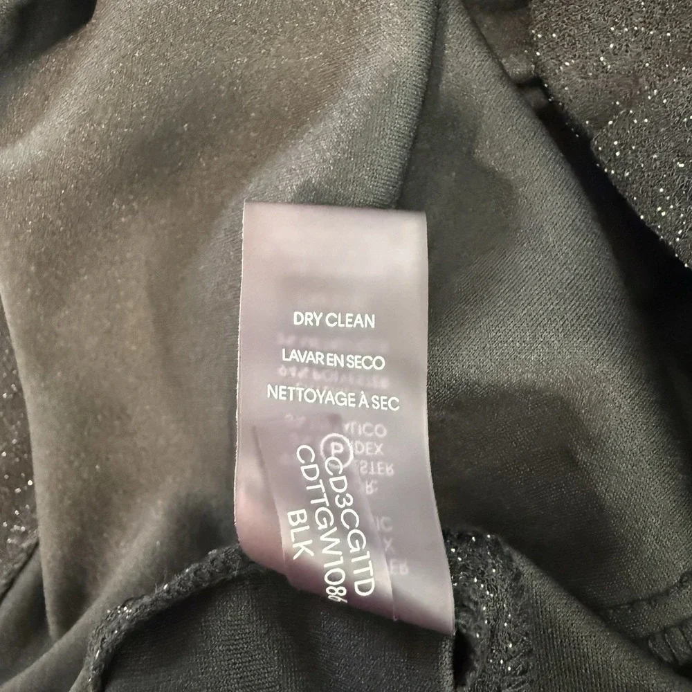 Calvin Klein Black Glitter Tulip Sleeve Stretch Sheath‎ Dress Wedding Cocktail 6